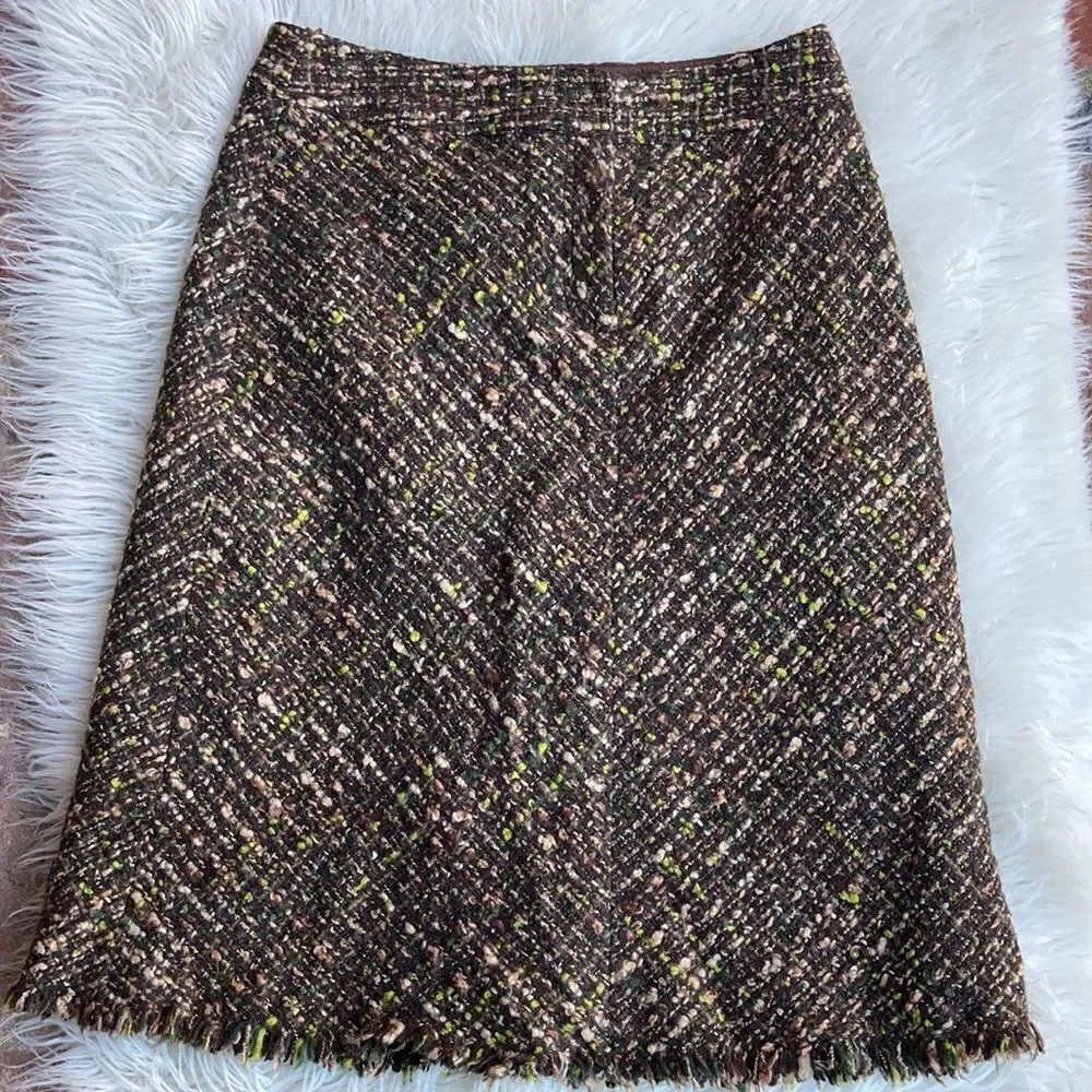 J Jill Multi Color Lined Wool Blend Textured Skirt Size 8
